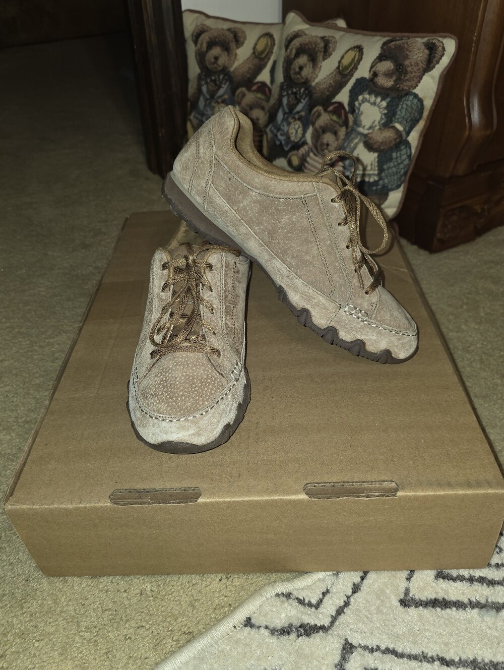 Womens Skechers Relaxed Fit: Bikers -Suede Lace-Up Sneakers in Light Brown